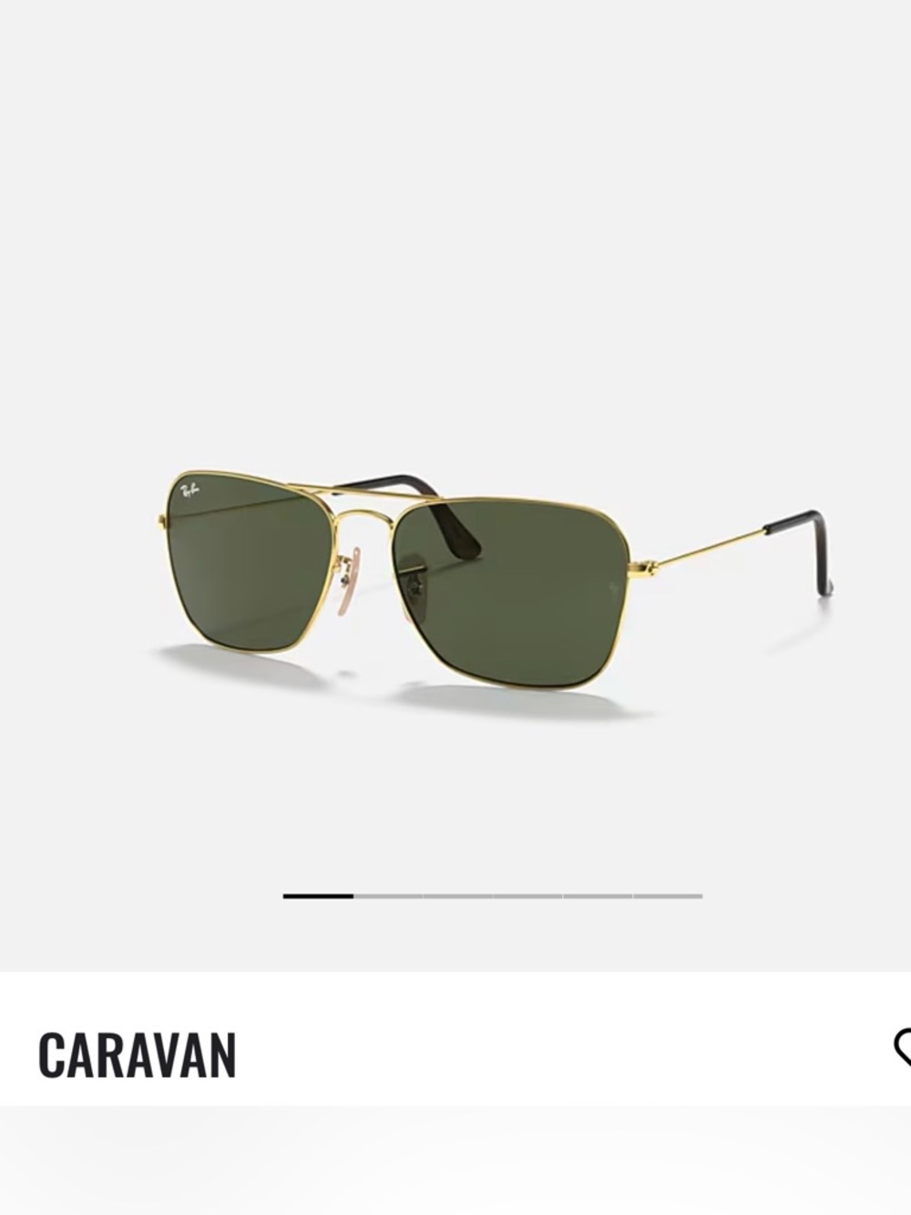 Ray-Ban Caravan Polished Gold Frame Sunglasses with G-15 Green Lenses